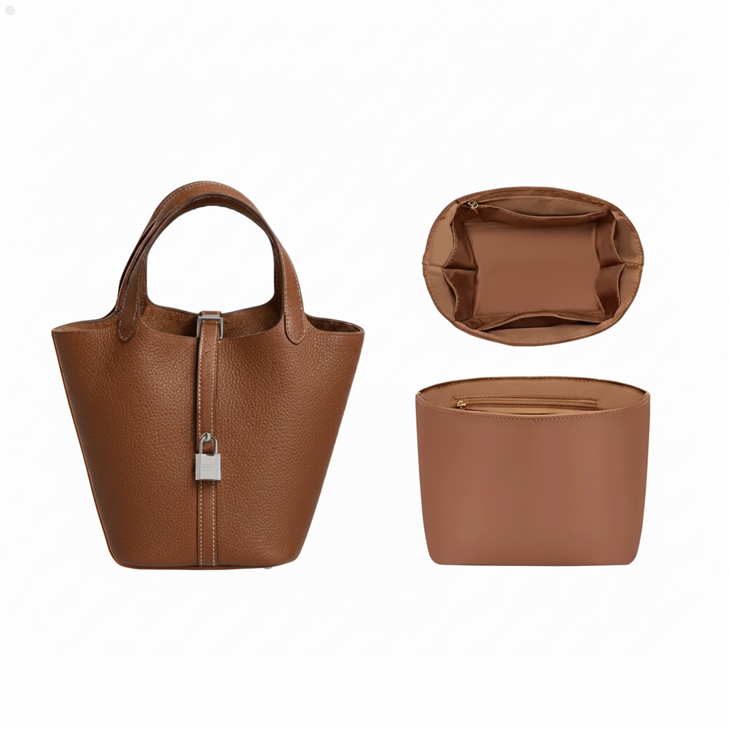 Organisateur de sac Nylon Café pour Picotin 22 Hermès Farnelle