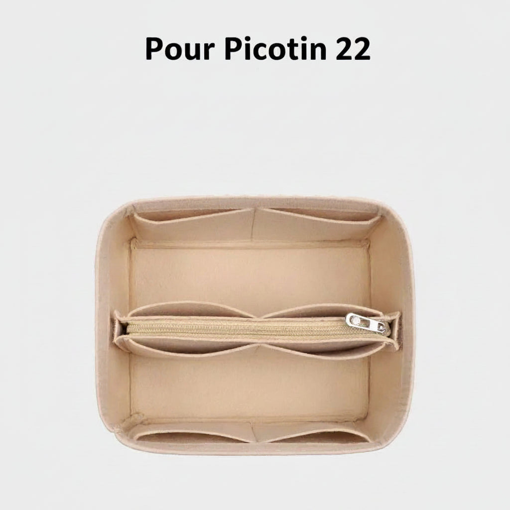 Organisateur en feutre Ecru pour sac Picotin 22 Hermes Farnelle
