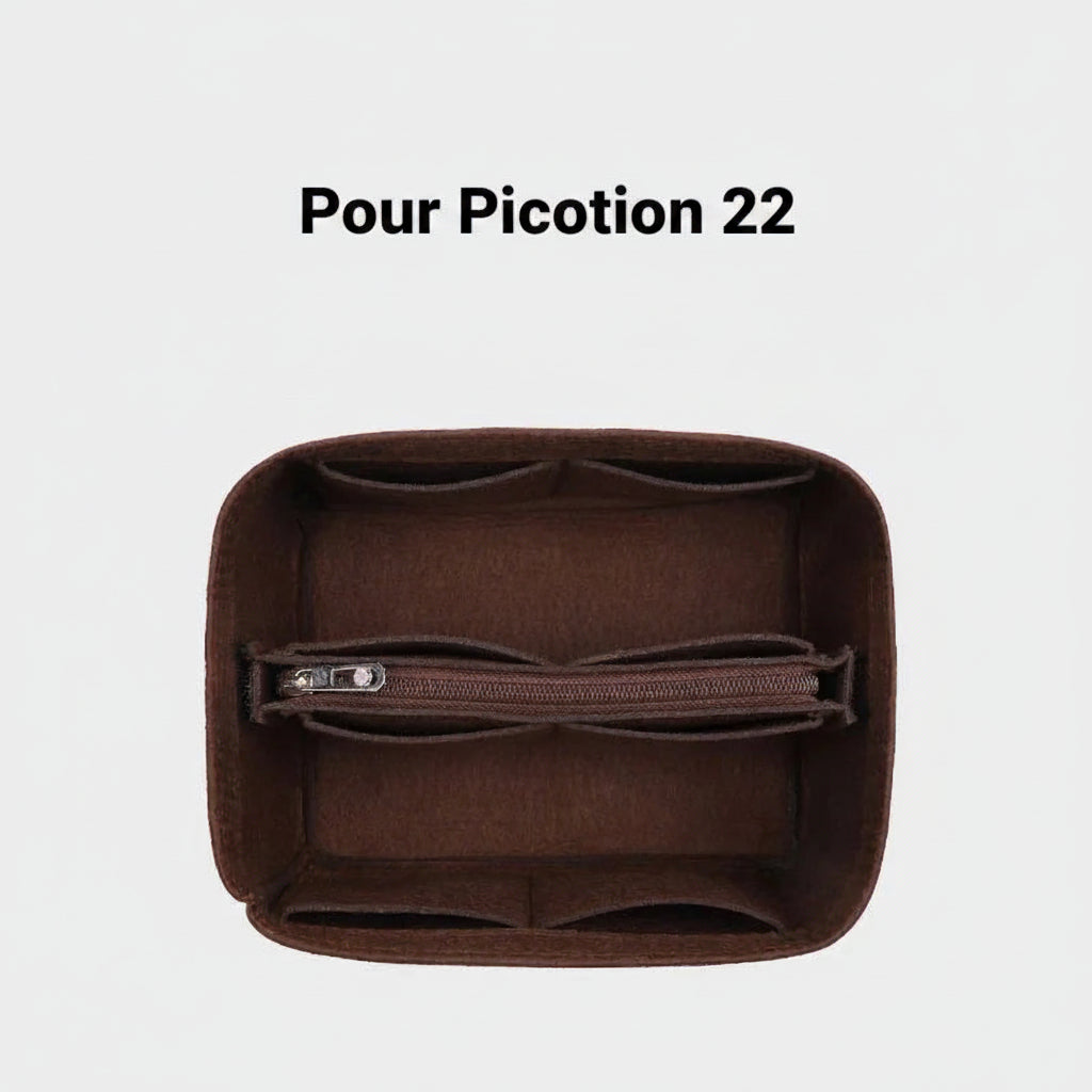 Organisateur en feutre Moka pour sac Picotin 22 Hermes Farnelle