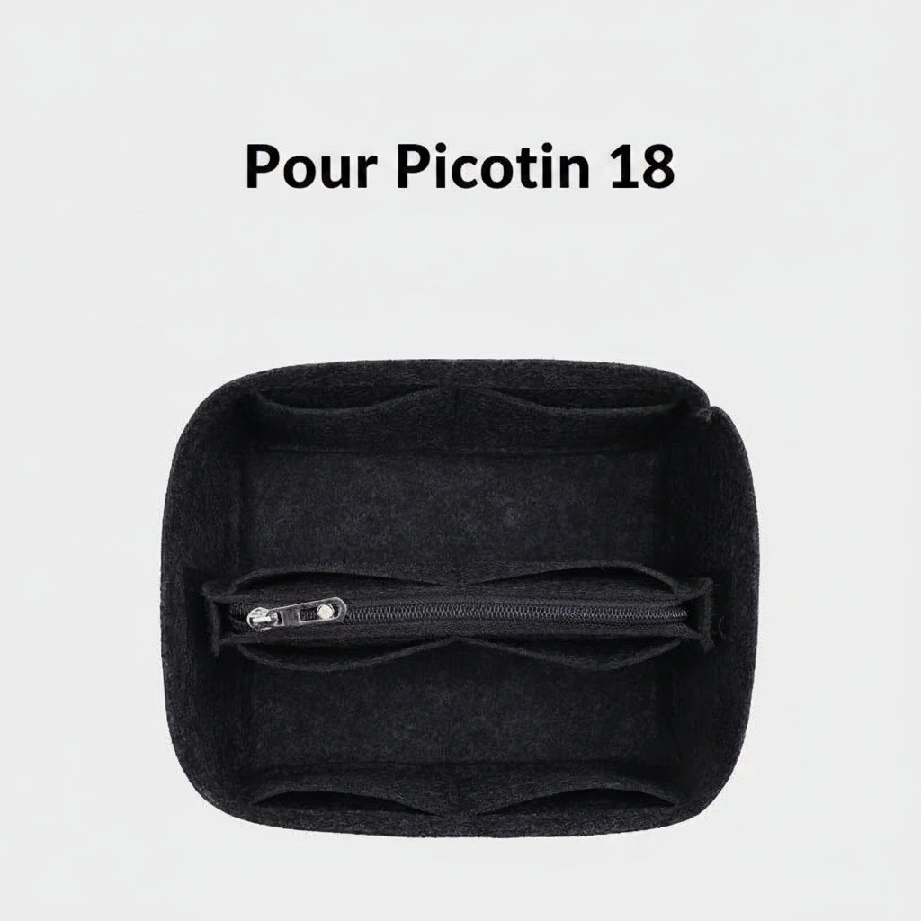 Organisateur en feutre Noir pour sac Picotin 18 Hermes Farnelle