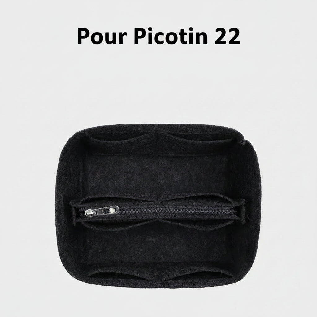 Organisateur en feutre Noir pour sac Picotin 22 Hermes Farnelle
