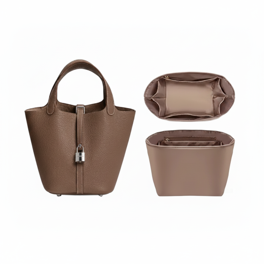 Organisateur de sac Nylon Taupe pour Picotin 22 Hermès Farnelle
