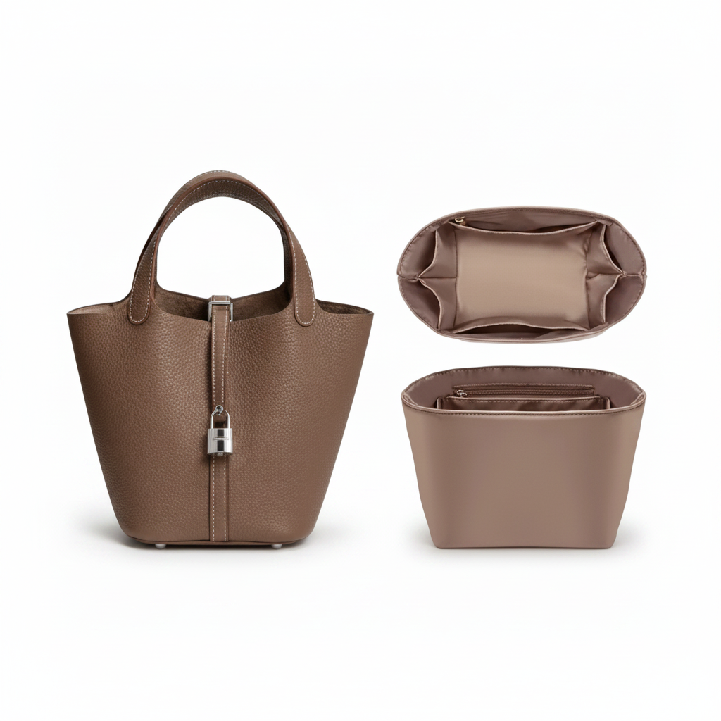Organisateur de sac Nylon Taupe pour Picotin 18 Hermès Farnelle