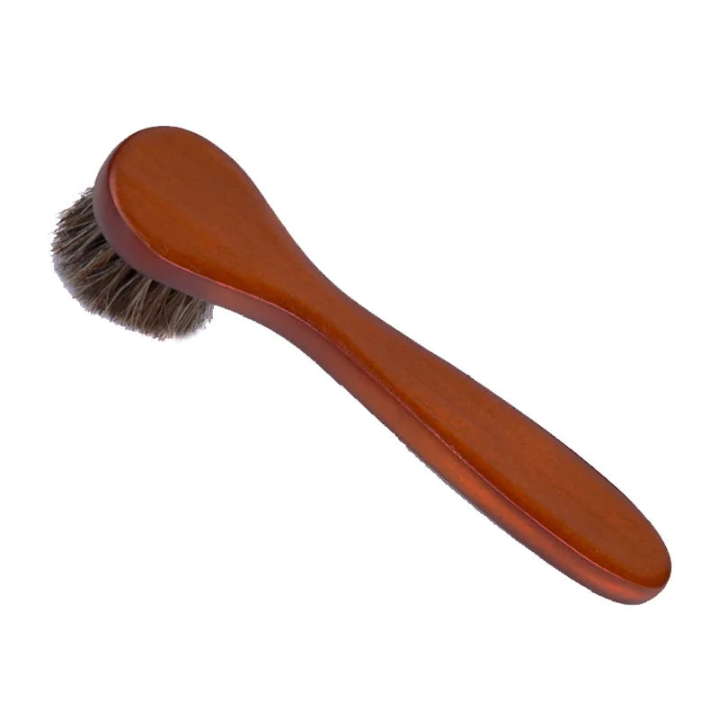 Brosse ronde en crins de cheval pour entretien du cuir - Derrière - Farnelle